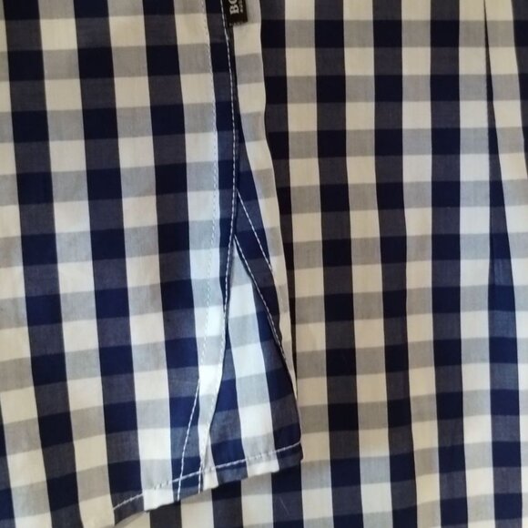 Hugo Boss Mens Slim Fit Gingham Button Down Shirt Blue/White Large - Picture 7 of 11